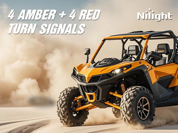 Nilight UTV ATV Turn Signal Wiring Harness Kit Street Legal Flasher Relay Kits with Vertical Rocker Switch Red &Yellow Lights for Polaris Kawasaki Teryx Can Am Commander Cat Wild Green Backlight