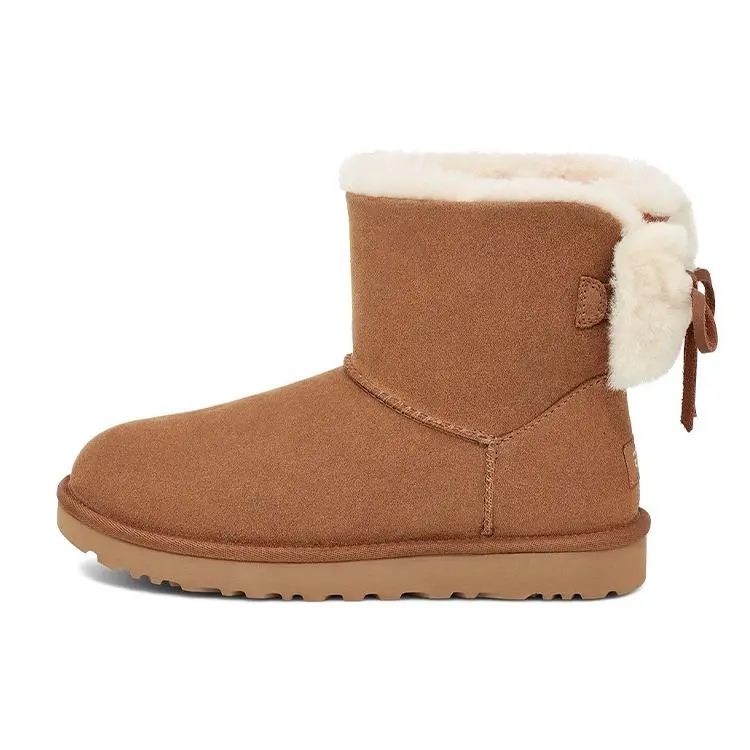 UGG Classic Double Bow Mini Warm Classic Mini Double Bow Plush Short Snow Boots 1127130-CHE