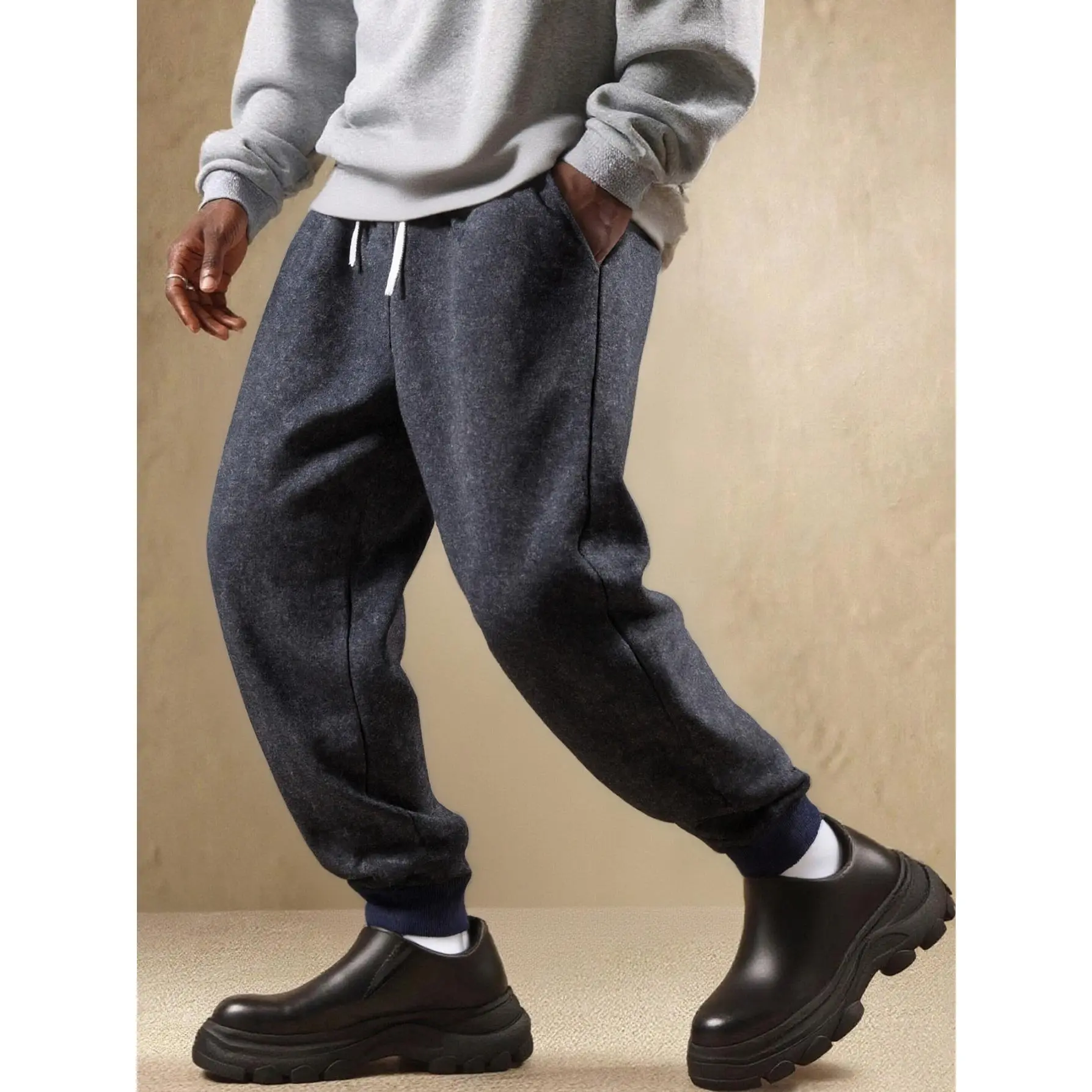 Men's Spring Autumn Lightweight Textured Jogger Pants Elastic Waist Drawstring Casual Sweatpants Breathable Athletic Sports Trousers Ribbed Cuff Running Workout Gym Outdoor Hiking Camping Travel Streetwear Comfortable Activewear Lounge Pants Daily Wear