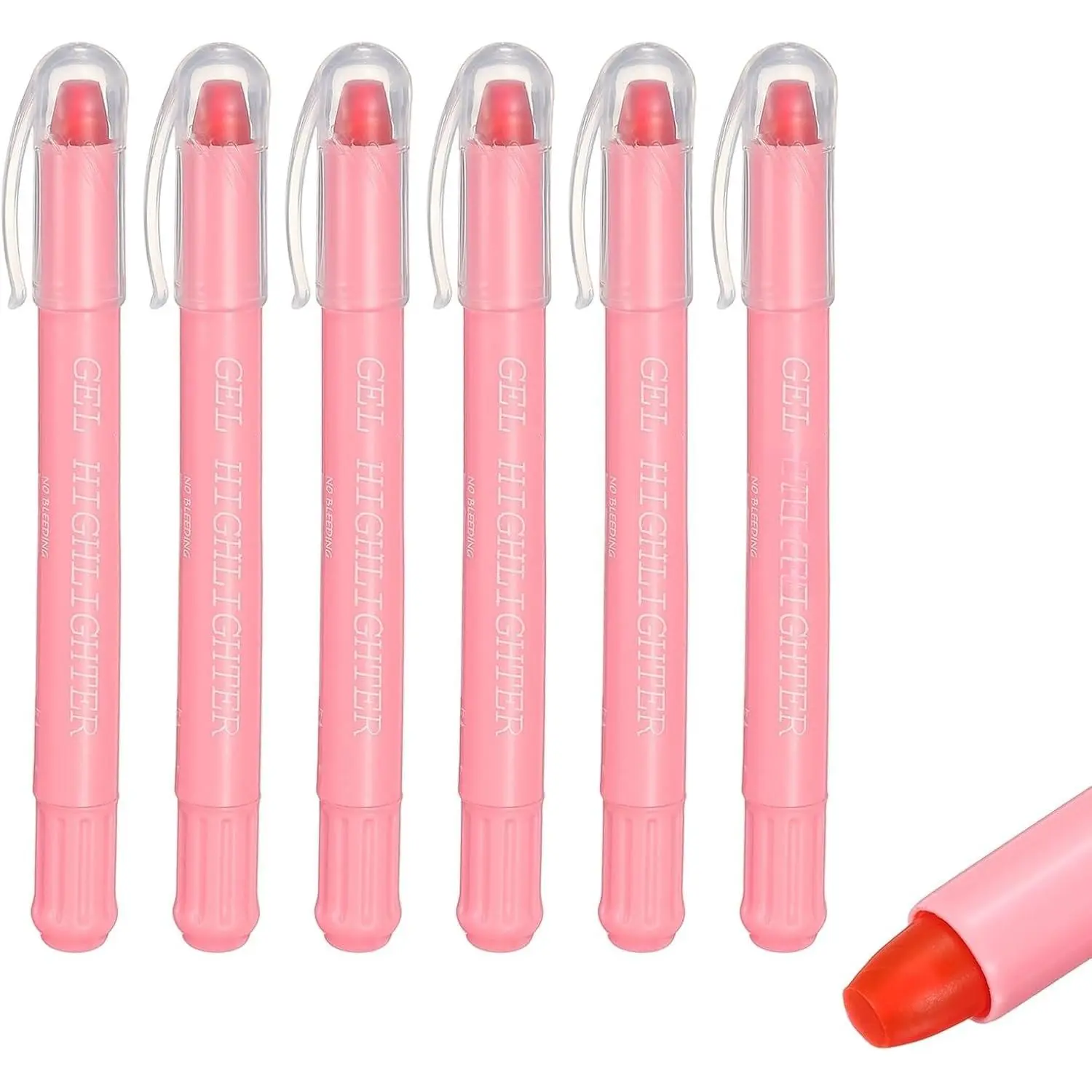 Highlighters, 6 Pack Gel High  No Bleeds Crayon | Twist Up Wax Crayon Highliters Pens Neon Clear View Bright Marker Pen Gel Stick Cute for Books Office Adults