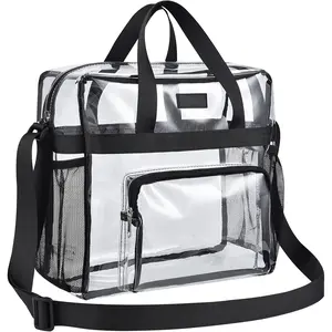 Clear Tote Bag Stadium Approved, Game Day Satchel Bag with ‌Non-detachable Reinforced Strap for Concert, Work, Sport