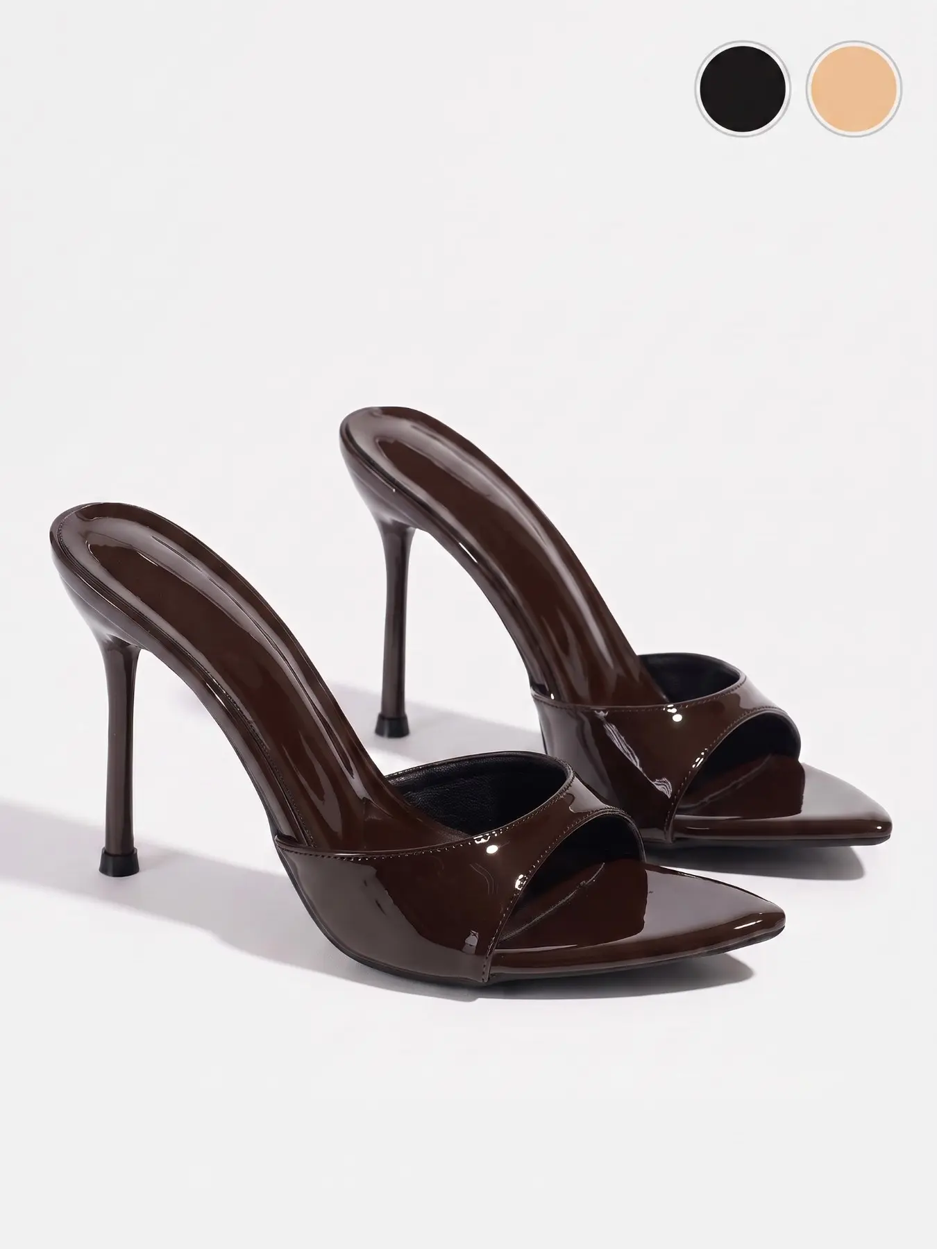 Women's Vintage Glossy Ankle Strap Pointed Toe Strappy Stiletto Sandals, Versatile Shoes for Commuting, Dating, and Maillard Style Outfits