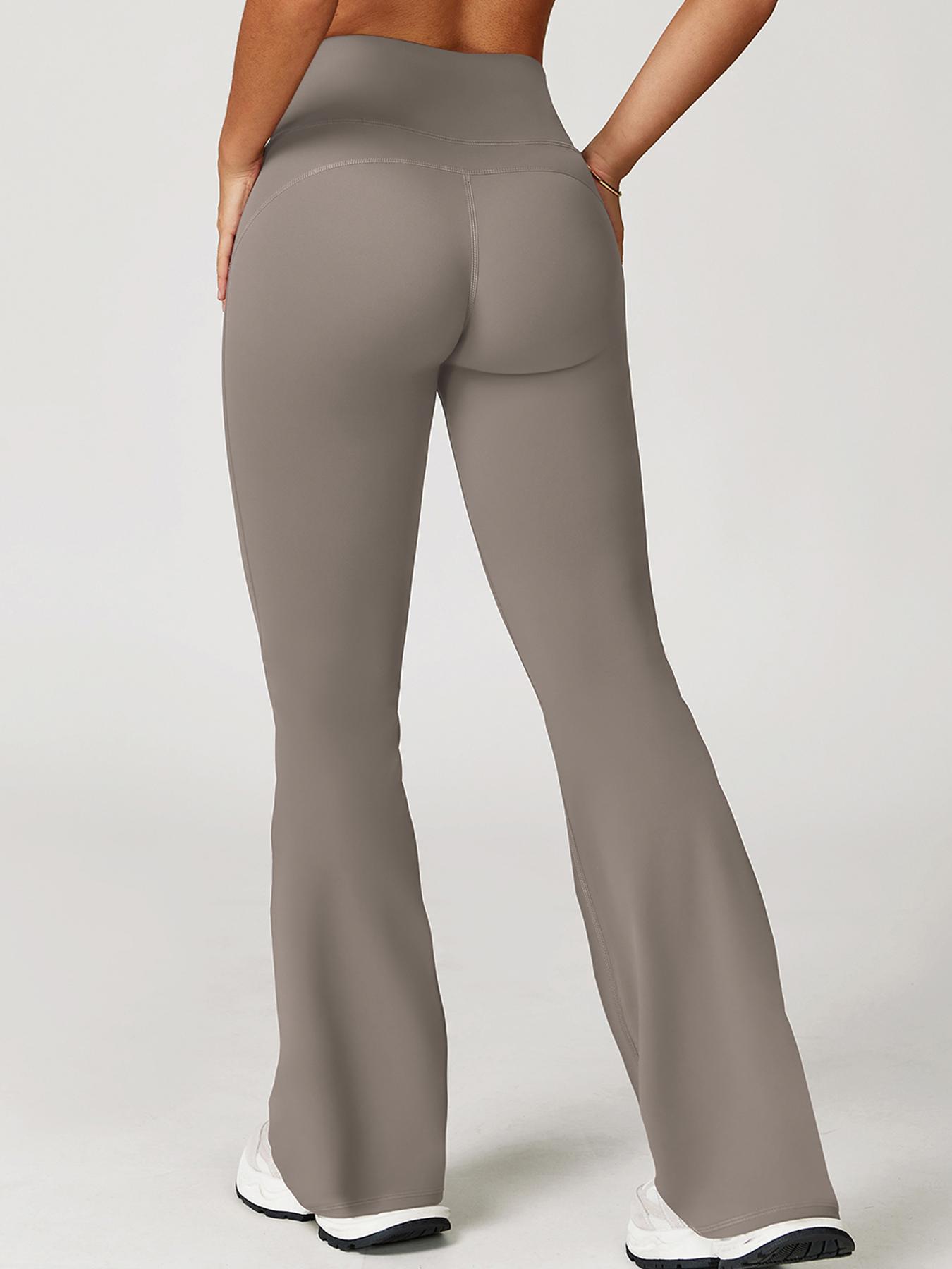 Women's Solid Color Bell Bottom Flare Leg Pants, Casual Comfy Breathable Tight-fitting Yoga Pants, Ladies Bottoms for Indoor Outdoor Wear, Casual Fitted Trousers, Boot Cut Pants