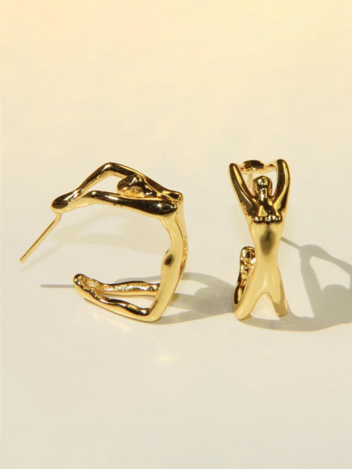 Punk Human Shaped Design Earrings, Punk Style Earrings, Fashionable 3D Human Shaped Design Earrings for Women & Girls, Trendy All-match & Exquisite Jewelry for Birthday Gift