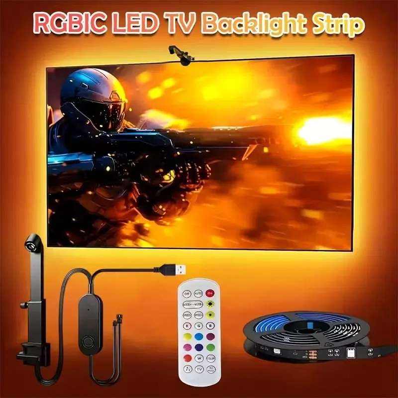 RGB LED StripLights 16.5ft/5m | TV Backlight, RGB Backlighting, App Control, Music & Game Sync, Color Changing, Cutpoint Design for 40-100 Inch TVs, Home Theater & Room Decoration