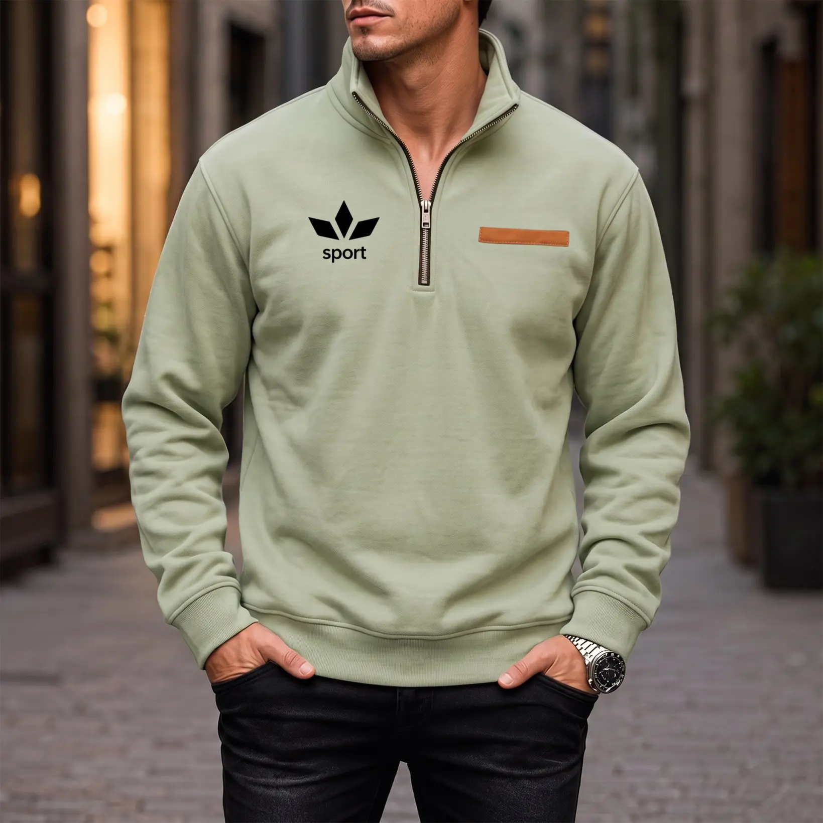Men's Sport Graphic Quarter Zip Pullover Sweatshirt, Fleece Lined Stand Collar Long Sleeve Casual Tops, Warm Fall Winter Outdoor Sweatshirt for Daily Wear, Travel, Hiking and Streetwear