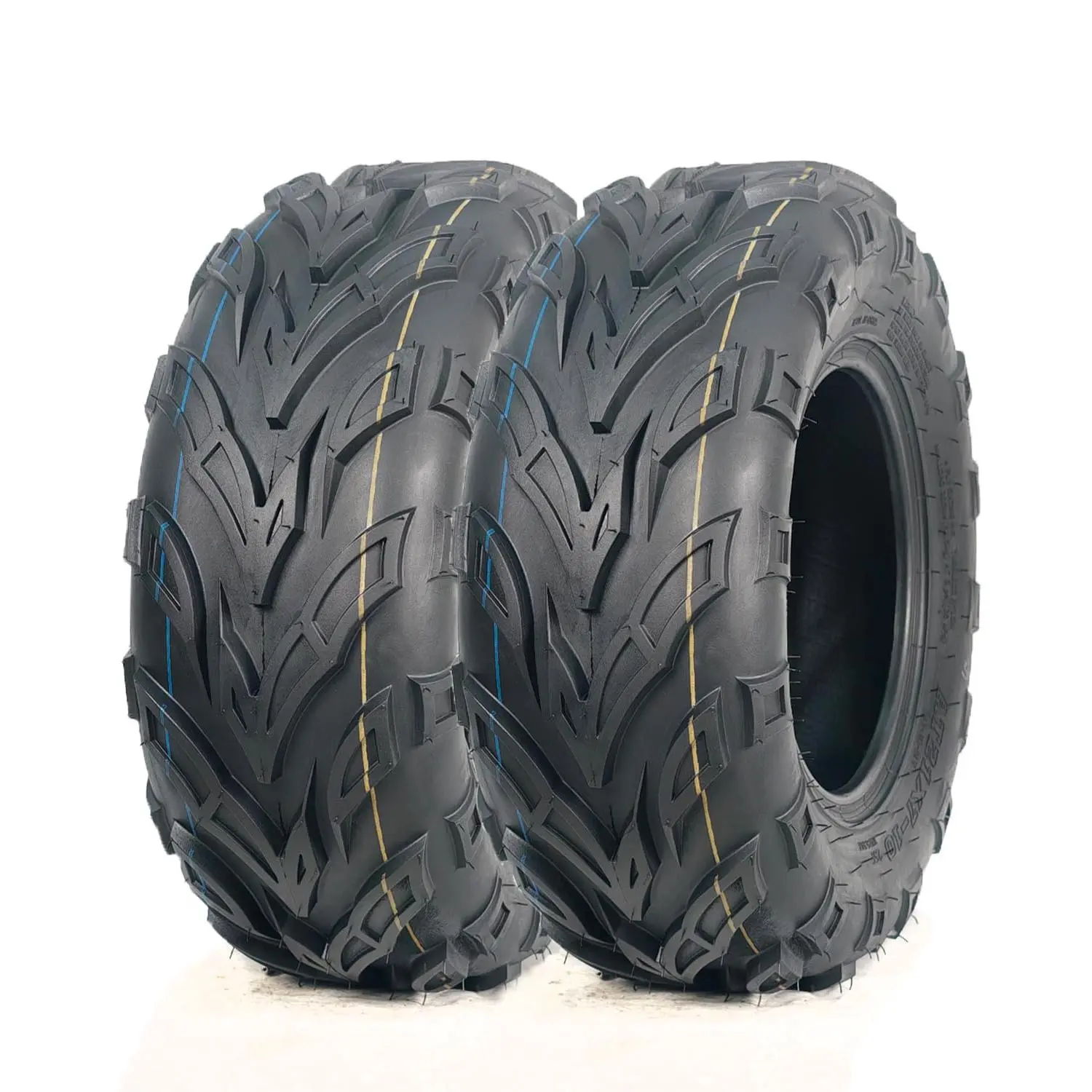 Garvee New Upgraded 2pcs AT21X7-10 Set of 2 21x7-10 ATV Tires, 4PR Durable Tubeless, 21x7x10 Quad All Terrain Go Kart UTV Off Road Tires, Heavy-Duty Deep Tread for Trail, Sand, Mud & Track Lawn Mower Tire Off-Road Use Only