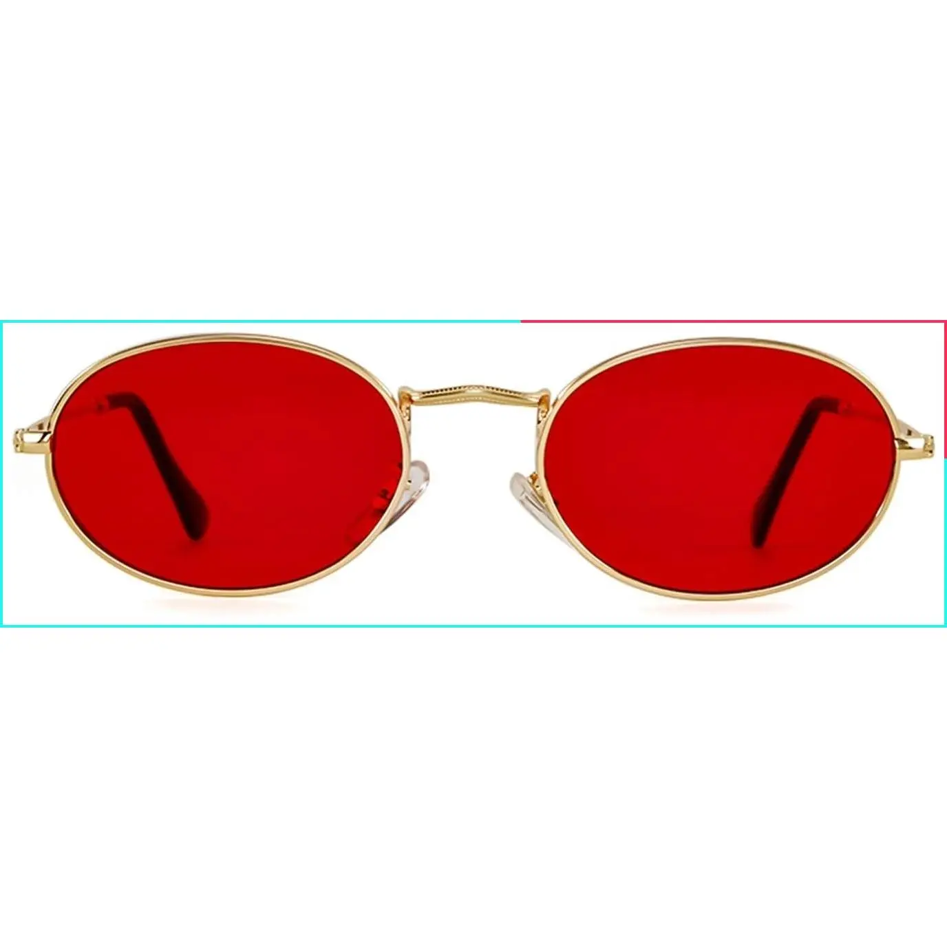 Oval Sunglasses for Women Men, Retro 90s Small Oval Shape Glasses, Tiny Thin Lightweight Frames, Vintage Designer Classic, Suits Small Petite Face, Comfortable for Long Time Wearing