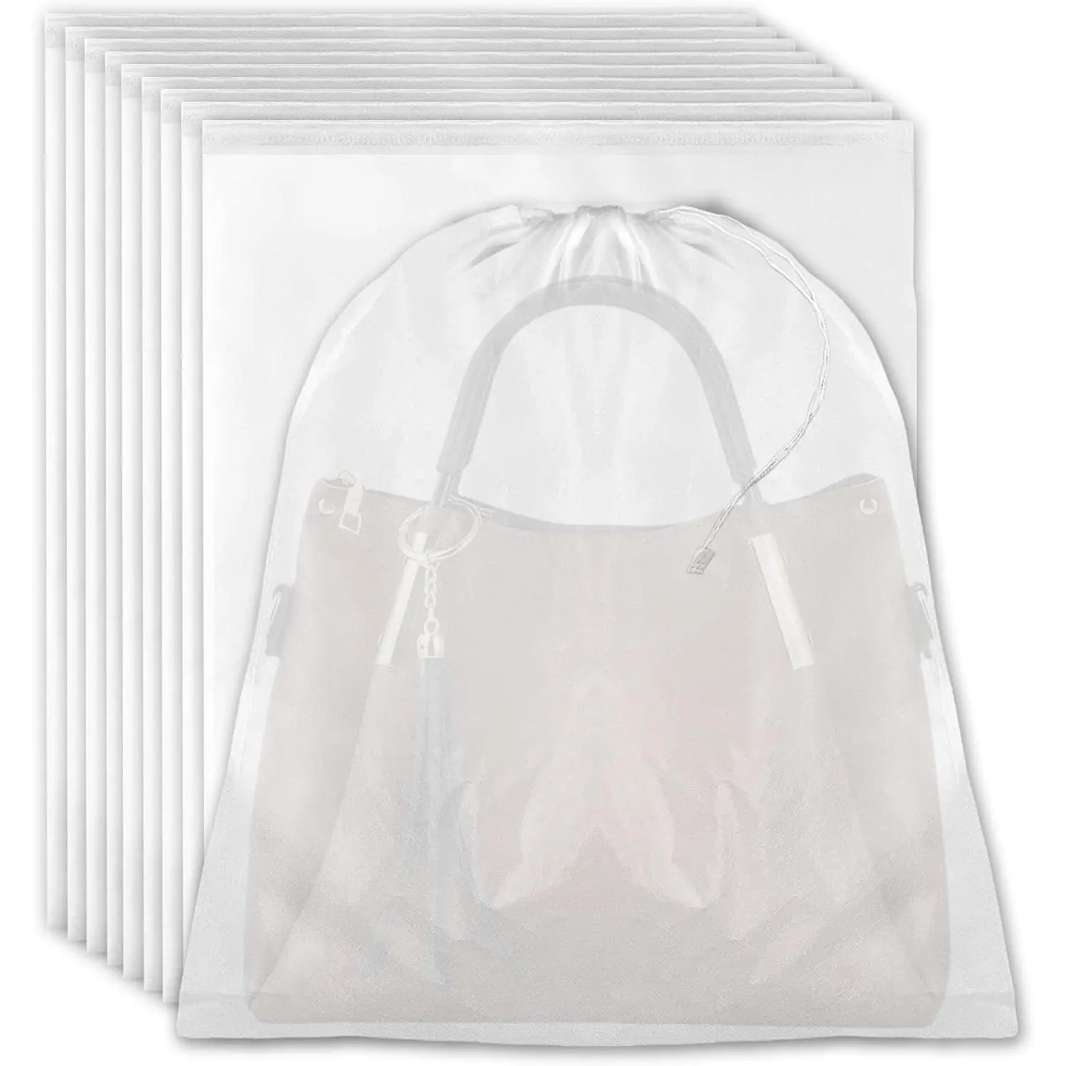 10 Pcs Non-Woven Handbag Dust Bags with Drawstring Rope - Purse Storage Protector Travel Organizer, 16 x 19 Inch(Gift)