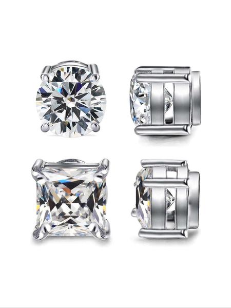 4pcs Simple Style Copper Zircon Ear Cuffs, Magnetic Design Unisex Jewelry Gift, Casual All-Season Accessory for Daily Wear, Cubic Zirconia