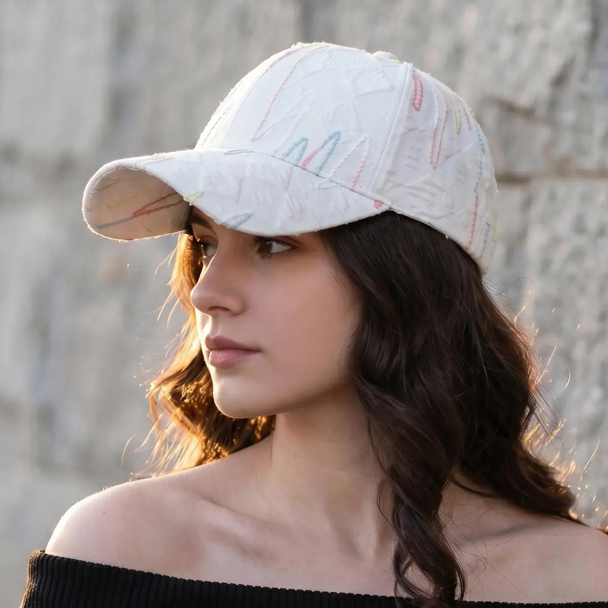 Main Character Energy Textured Wavy Line Quilted Embroidered Baseball Cap Y2K Viral Streetwear Baddie Vibe Dad Hat Effortless Glamour Adjustable Sun Protection Casual Headwear for Women Men