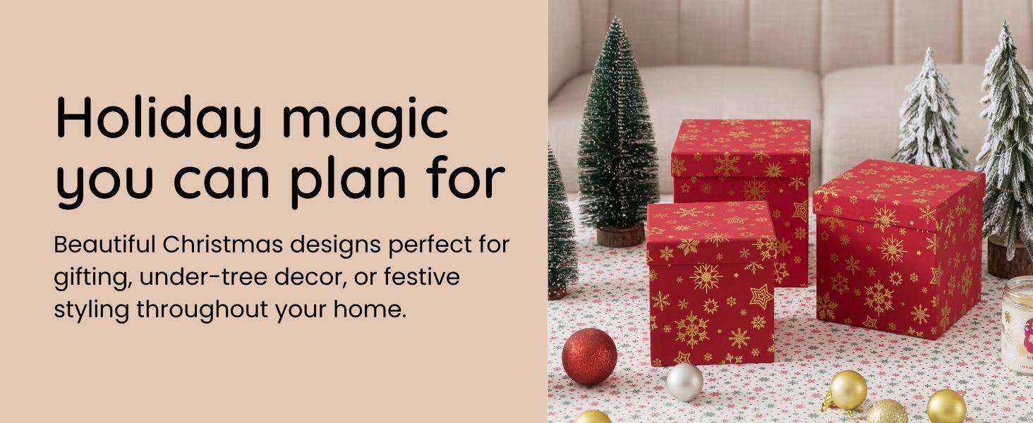 Decorative Oblong Cardboard Storage Boxes with Lids, Set of 2 Floral Paperboard Keepsake Memory Boxes, Oval Nesting Storage for Gifts and Home Décor (Floral Elegance)