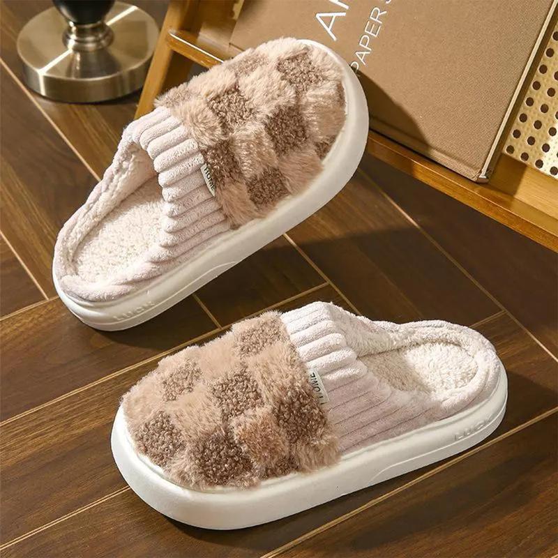 Cotton slippers for women, anti slip cashmere for warmth, monthly slippers for indoor home, cute and fluffy cotton mop Girl Footwear Flipflop