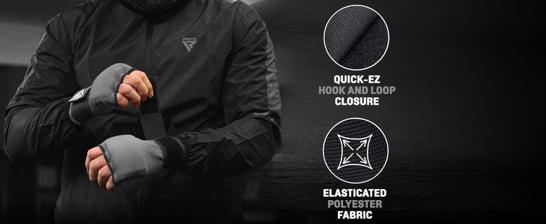 Gel Boxing Hand Wraps Inner Gloves Men Women, Quick 100cm Long Wrist Straps, Elasticated Padded Fist Under Mitts Protection, Muay Thai MMA Kickboxing Martial Arts Punching Training Bandages