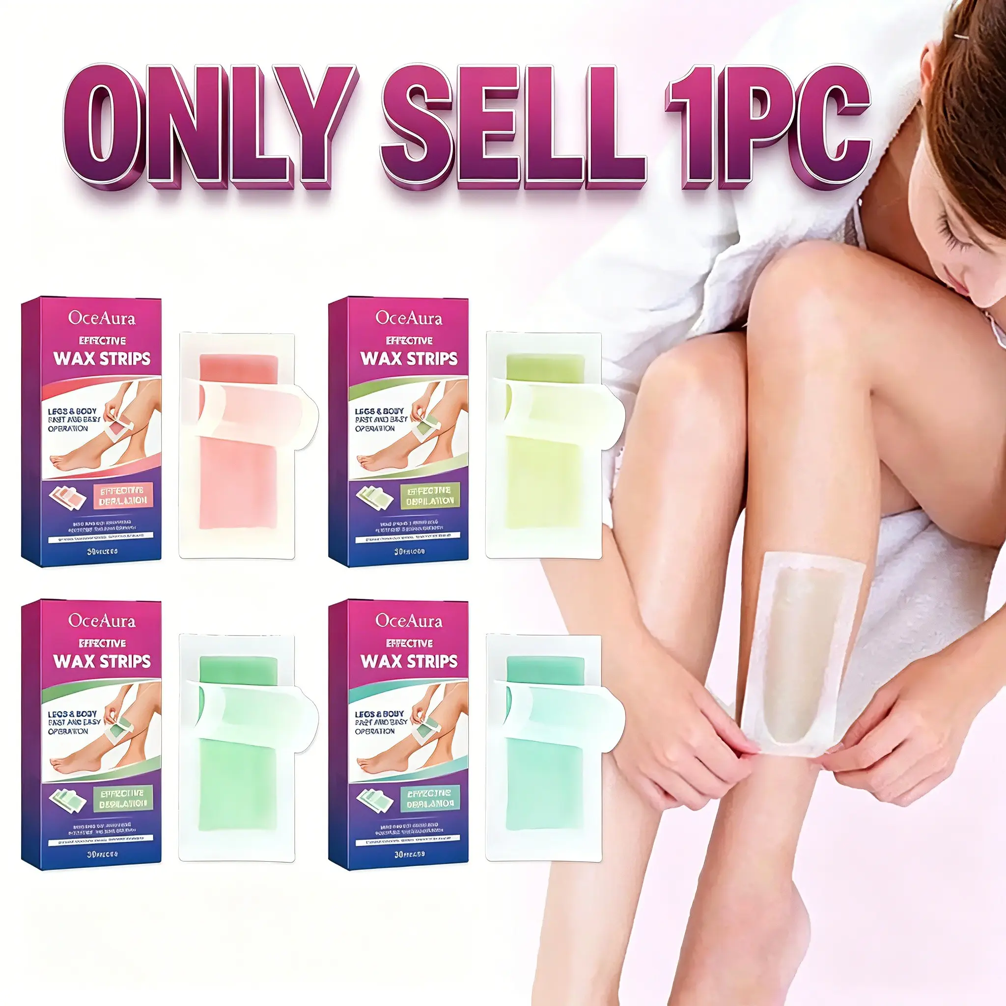 30Pcs Effective Depilatory Wax Strips, Mild Skin-Friendly Fast Hair Removal Wax Sheets, At-Home Portable Waxing Kit for Women & Teen Girls, Perfect for Legs, Arms, Underarm and Bikini Line Hair Removal