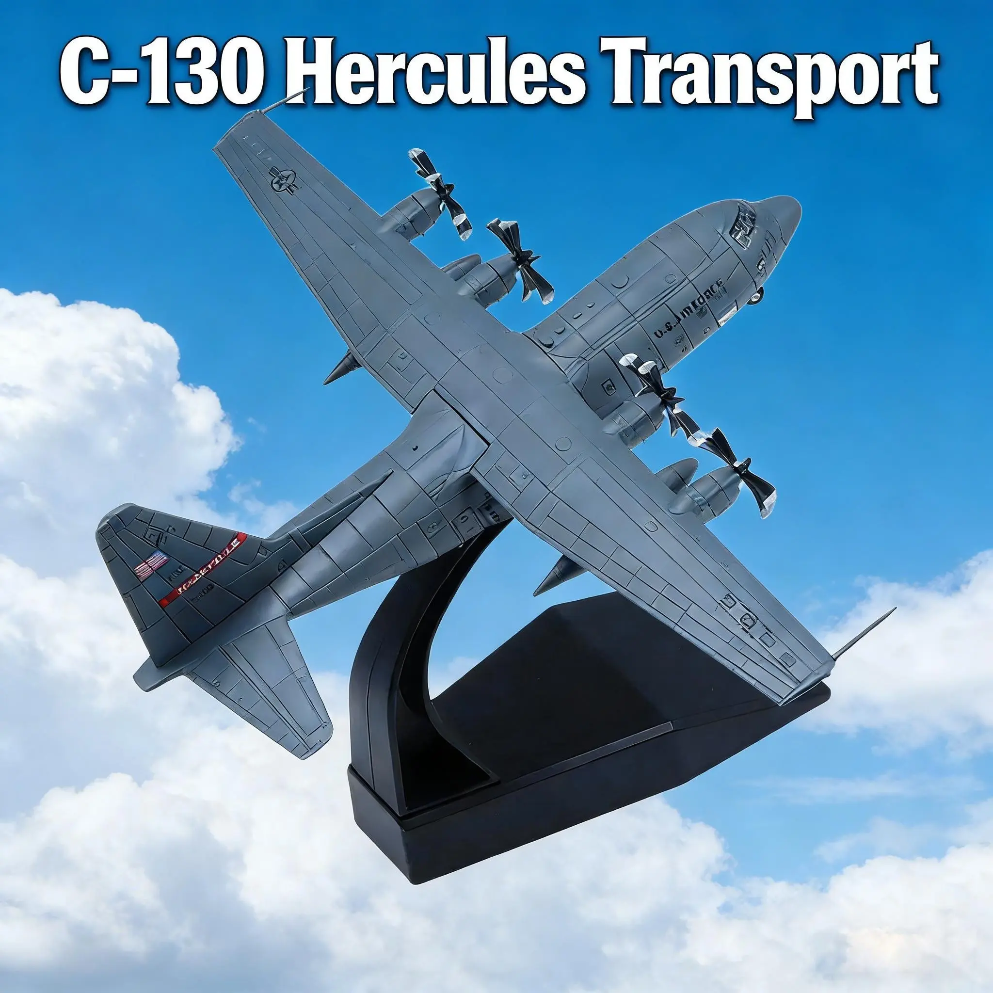 1/200 Scale Lockheed C-130 Hercules Transport Alloy Diecast Model, Perfect Gift for Aviation Enthusiasts, Christmas and Birthday Present, Collectible Aircraft Model