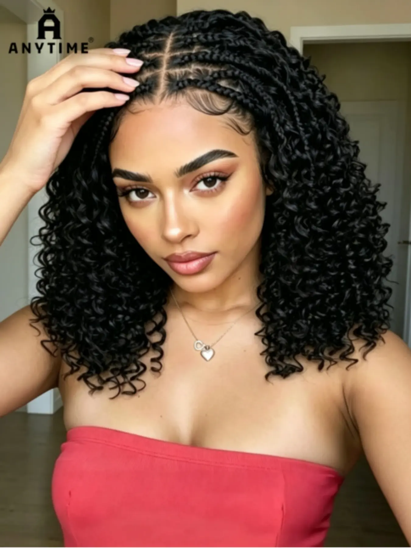 Knotless Box Braided Wigs with Curly Ends, Synthetic Full Lace Braided Lace Wigs, Short Boho Braided Bob Wigs for Women, Boho Box Braids, Boho Style Wigs