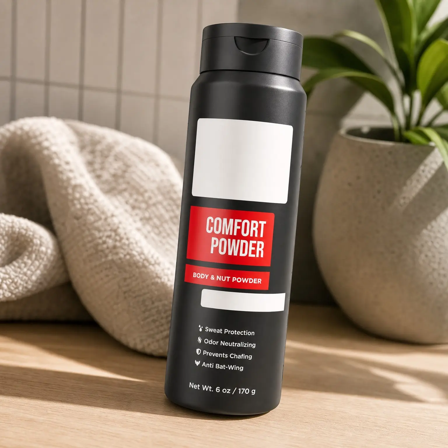 Men's Comfort Powder Deodorant – Anti-Chafing, Sweat & Odor Control for Jock Itch, Aluminum-Free, 6 oz (1 Pack), Original ScentGift