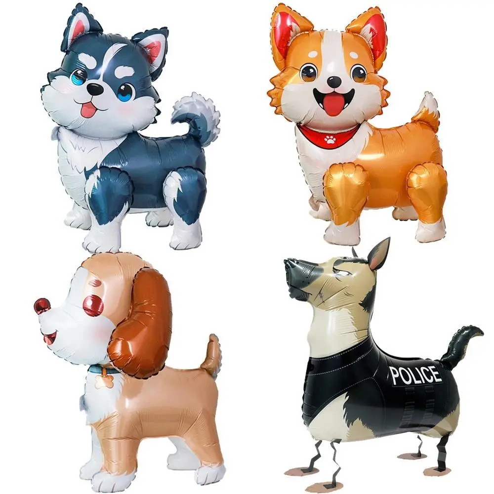 Cartoon Animal Self-Standing Aluminum Foil Balloons (Husky, Corgi) - Children's Birthday Party Decoration, Baby Shower Air Globos