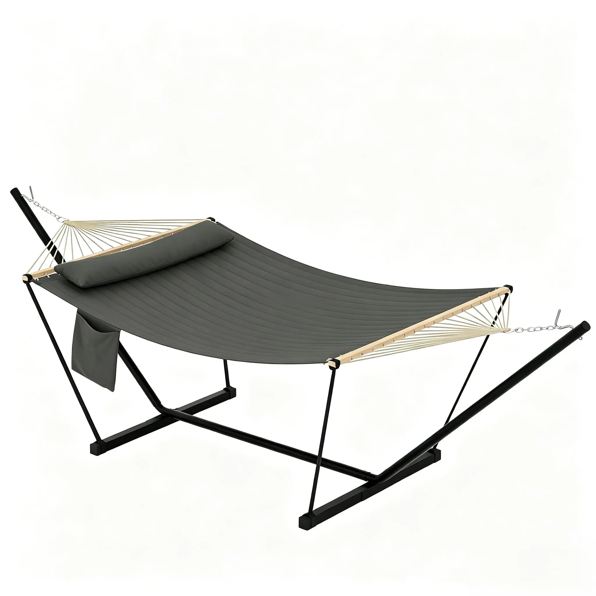 with Iron t-Shaped Bracket Flat Wood Frame Hammock - Durable, Sturdy, Comfortable, Easy Assembly, Stylish Design