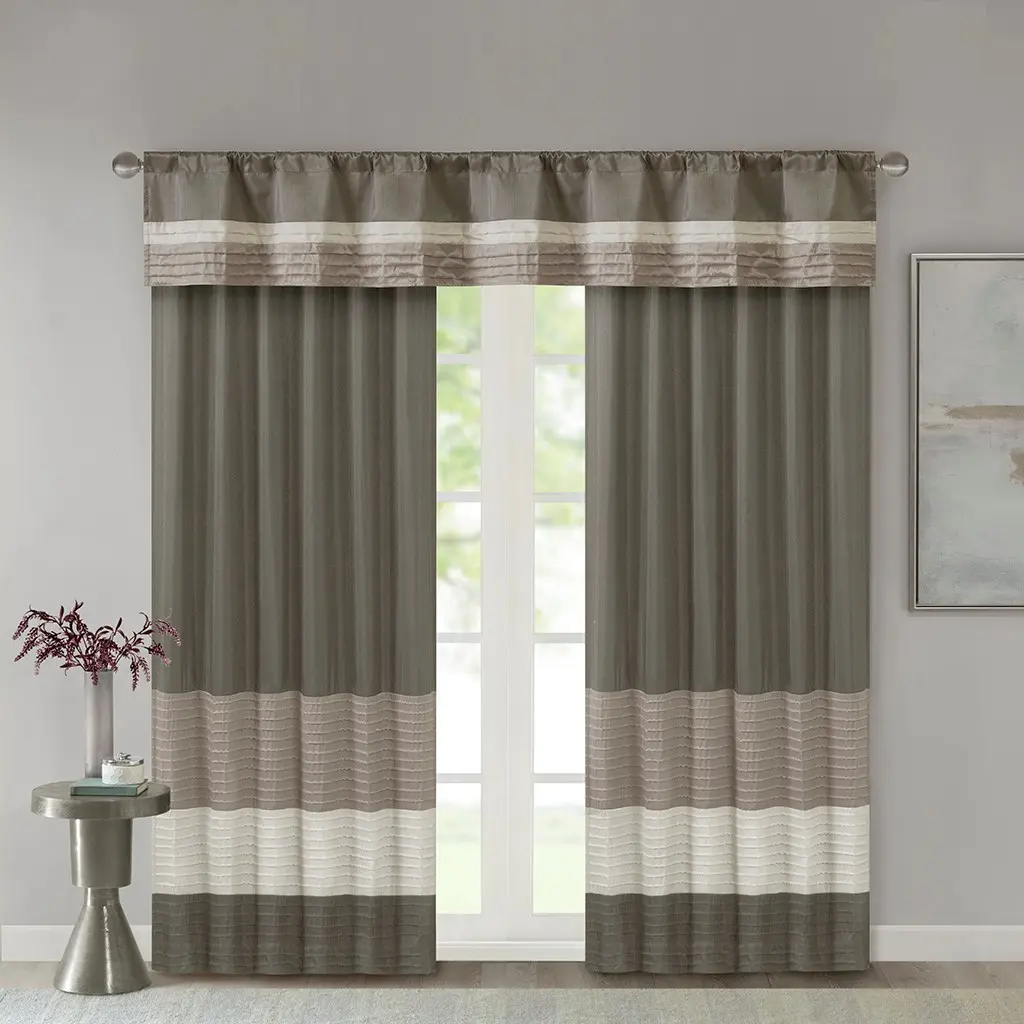 Nokaa Po i Pintuck Curtain Panel Single Panel Window Drape, 50" Wide, Light Filtering Privacy Curtain for Living Room Bedroom Bathroom, Back Tab or Rod Pocket Hanging, Polyester, Multicolor