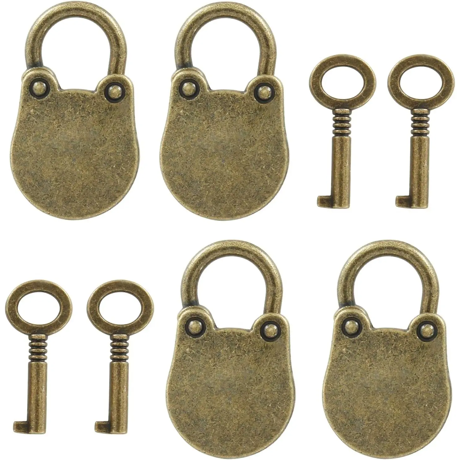 Antique Bronze Padlock, 4 count Retro Metal Lock and Key