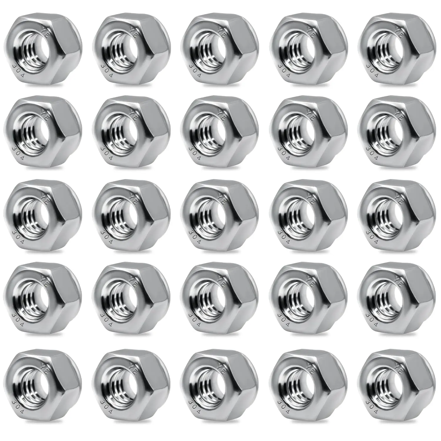 25 Pack 1/4"-20 Lock Nuts,304 (A2-70) Stainless Steel Nylon Insert Locknuts Standard Inch Thread Nylock Nuts for Hardware, Machinery, Automotive, Furniture Repair