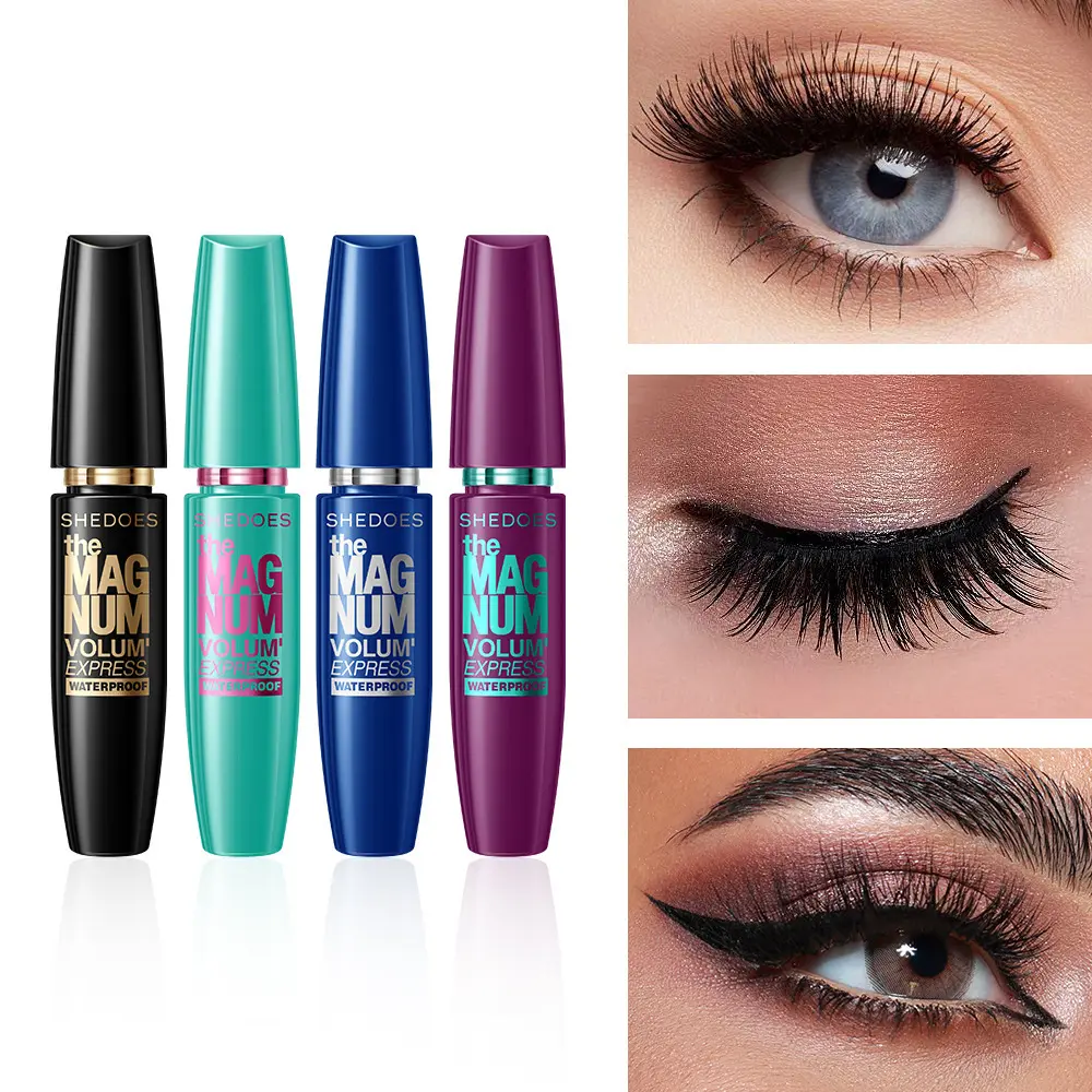Volumizing Color Mascara, 10ml Quick-Drying Formula, Waterproof and Long-Lasting Eye Cosmetic, 4 Assorted Colors, Smudge-Proof