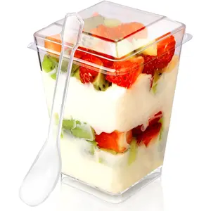 5 oz Plastic Dessert Cups With Lids and Spoons, Yogurt Parfait Appetizer Cups for Party, Mini Dessert Shooters for Pudding and Fruit 20 Pack (60-Piece)