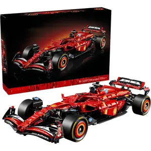 Valentine's Day Ferrari SF-24 F1 Lego Set - Couple Building Kit for Racing Fans, exquisite die-cast collectible model, ideal gift and decorative item for enthusiasts.