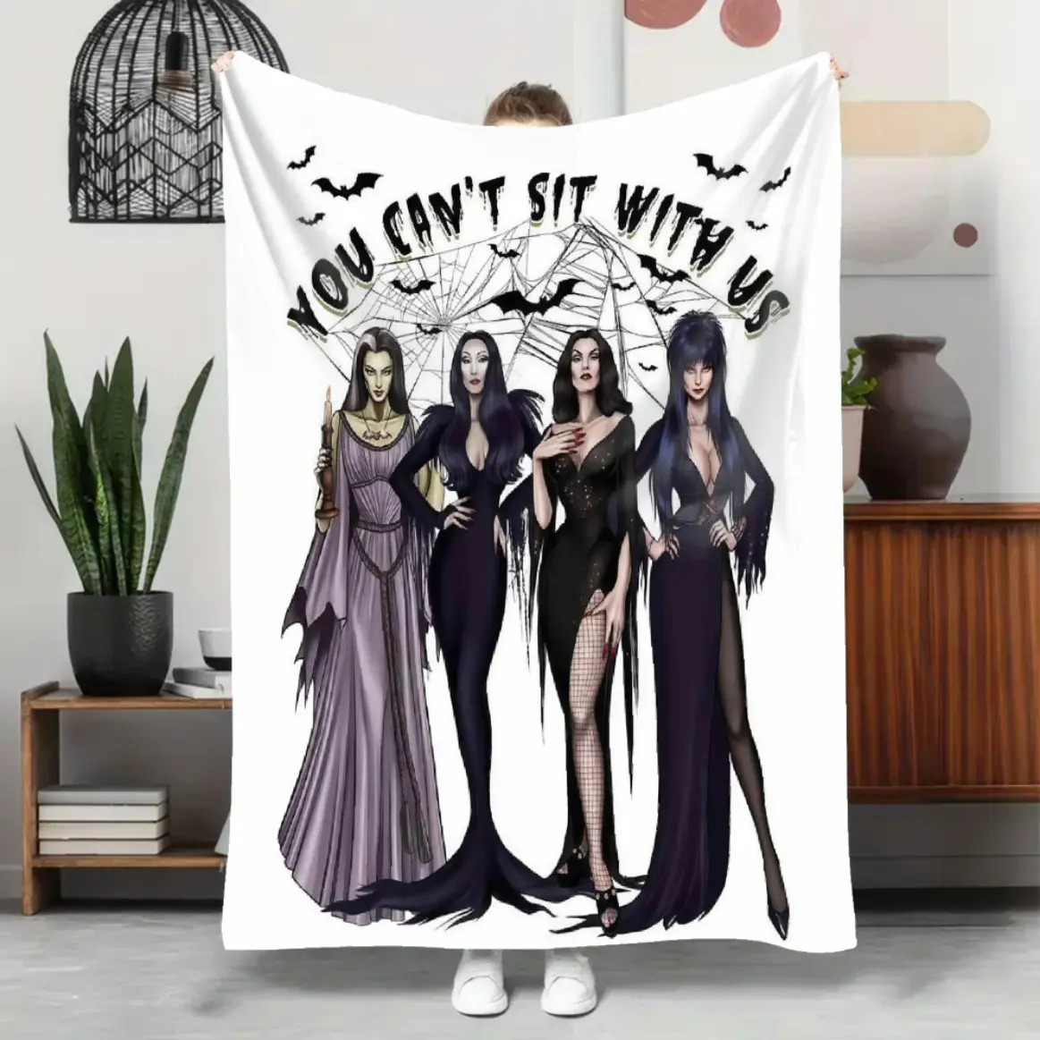 Elvira: Mistress of the Dark Premium-Quality Flannel Throw Blanket for Adults and Kids, Super-Soft Horror Movie Halloween Couch Cover for Sofa, Travel, Office, Bedroom Bedspread, Decorative Throw Blankets and Bedding