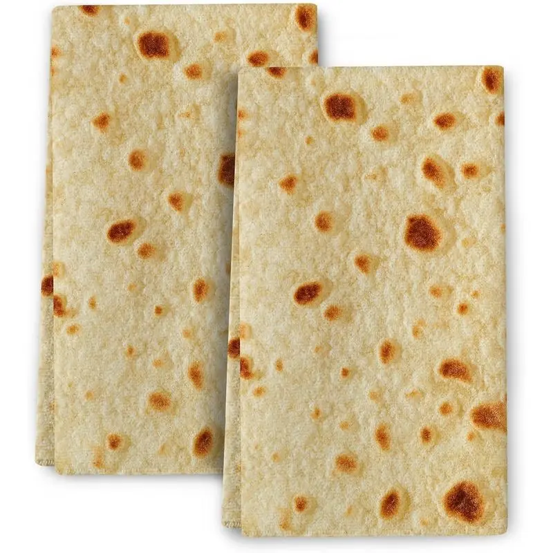 Burritos Tortilla Kitchen Towels Cooking Baking Decorative Set of 2 | Soft Absorbent Mexican Food Dish Towels Fried Pancake Pita Hand Towels for Kitchen Farmhouse Holiday Home Decorations
