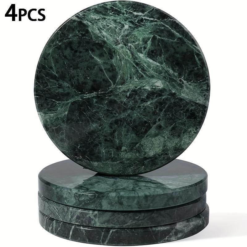 4Pcs Natural Marble Coasters with Holder, Heat Resistant Round Stone Table Protectors, Elegant Marble Pattern Drink Coasters for Coffee Table & Bar, Housewarming Gift. 4Pcs Natural Marble Coasters with Holder, Heat Resistant Round Stone Table Protectors, Elegant Marble Pattern Drink Coasters for Coffee Table & Bar, Housewarming Gift.
