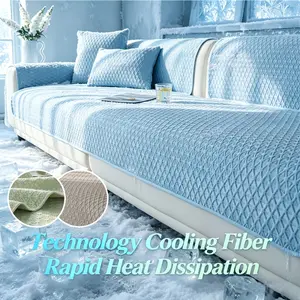 1PC Cool Bean Ice Silk Sofa Cushion Summer Cooling Sofa Mat High-Grade Anti-Slip Sofa Cover Pet-Friendly Universal For All Seasons Suitable For Bedroom Living Room Office Home Sofa Decoration
