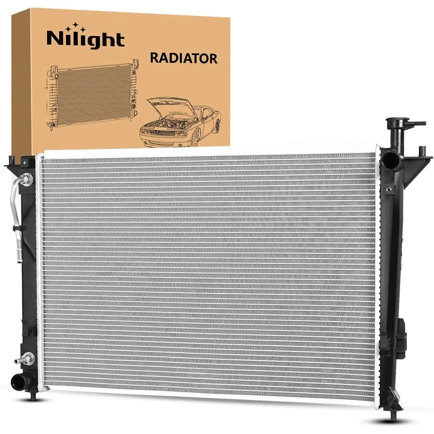 Nilight Radiator for Hyundai Santa Fe 2010 2011 2012 2013 2014 2015 2016 2017 2018, Santa Fe XL 2013-2019, Kia Sorento 2011-2015 2.4L 3.3L 3.5L, 120% Leak Tested, 1X New Complete Radiator