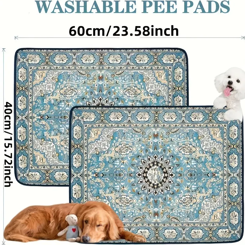 1PCS Washable PawPals Reusable High Quality Pet Training Mat Puppy Training Pad - Non-Slip Absorbent Puppy Mat for Crate, Sofa, Litter Box - Polyester, Hand Wash Only, Tear Resistant for Ultra Small to Medium Small Dogs