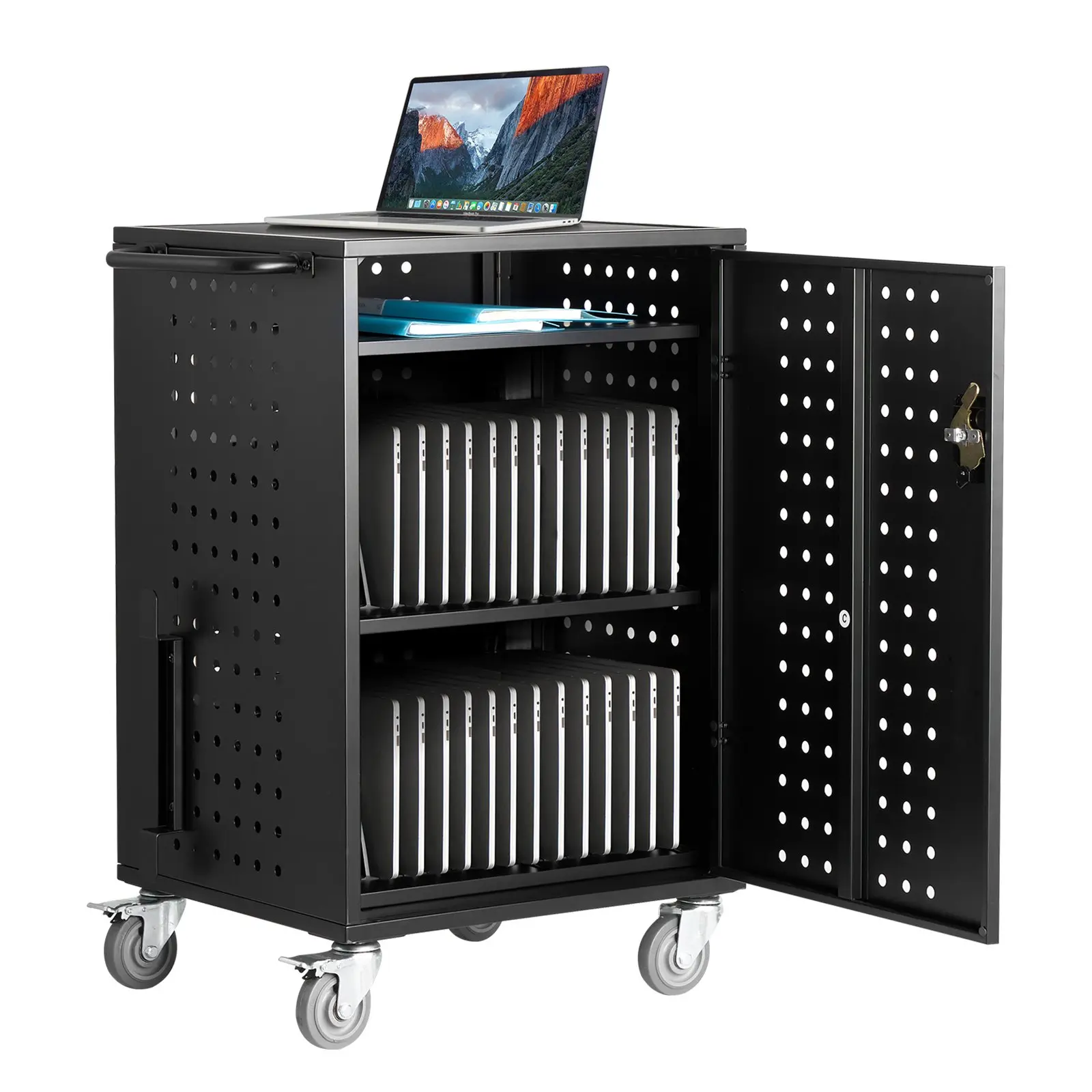 Charging Cart, 32 Device Mobile Charging Station, Up to 15.6 in Screen Size, Office and Classroom Mobile Charging Cart, for Chromebook, Tablet and Laptop