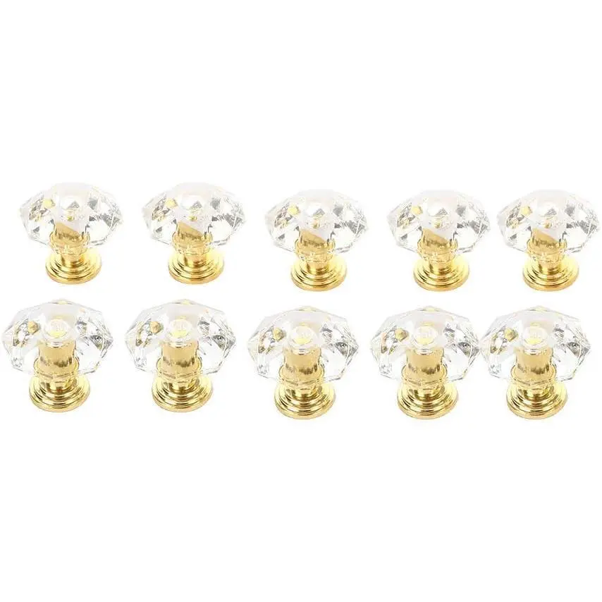 Leadigol 10PCS Diamond Shape Crystal Knob,Clear Crystal Knob Door Knob Cupboard Drawer Pull Handle Door Knob