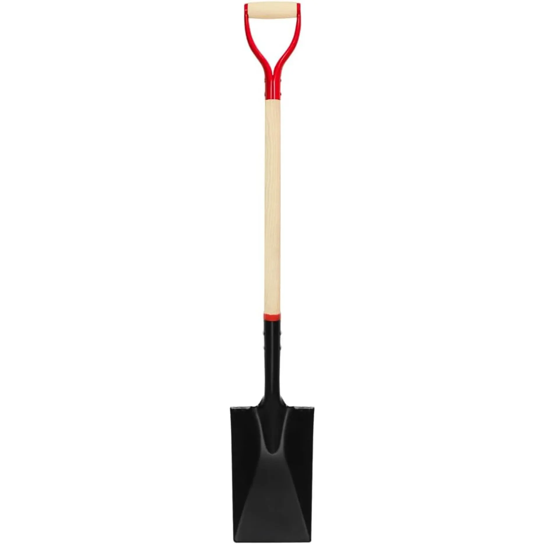 Spade Shovel for Digging, Heavy Duty Spade Shovel with Wooden D-Handle, Square Flat Shovel for Gardening and Edging, 45 Inches