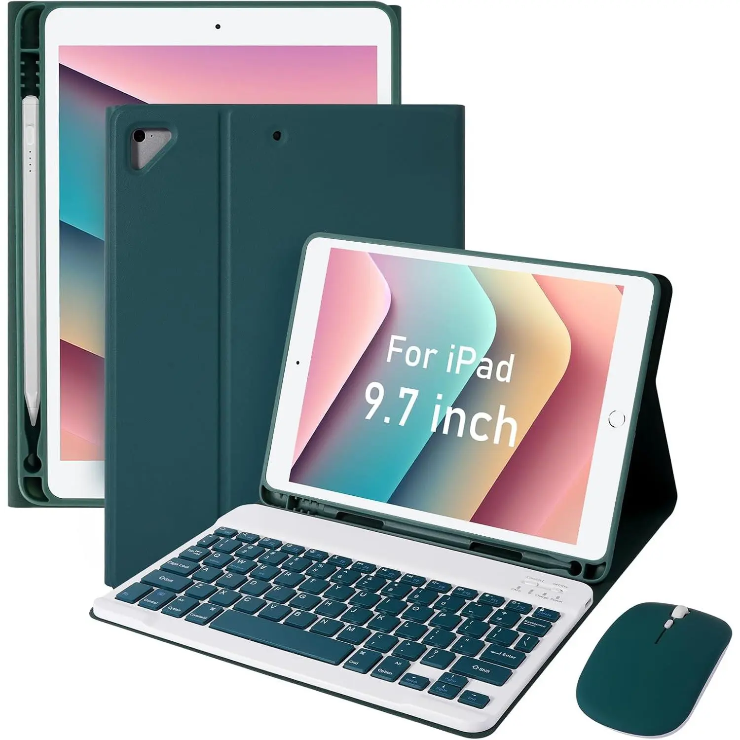 for iPad Pro 9.7 inch Case with Keyboard and  for iPad 2018 (6th Gen)/ 2017 (5th Gen), 2016 iPad Pro/Air 2/1 Keyboard Case with ,   Keyboard Cover with Pencil Holder, DGN