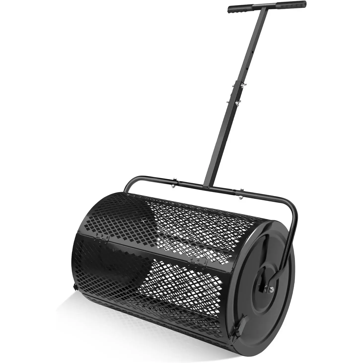 GAOMON 24 Inch Steel Mesh Compost Spreader Roller, Top Dressing Spreader for Lawn, Peat Moss & Mulch Spreader with Side Latches, 2-Piece Set, Black