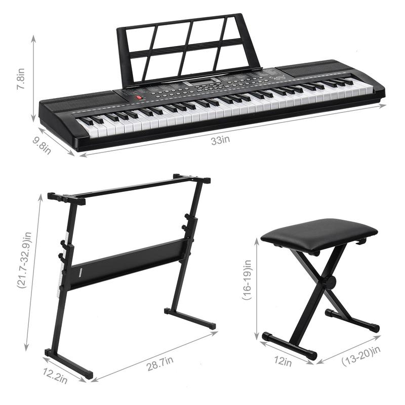 Ktaxon GEP-110 61 Key Keyboard with Piano Stand, Piano Bench, Built In Speakers, Headphone, Microphone, Music Rest, LED Screen, 3 Teaching Modes for Beginners Ktaxon GEP-110 61 Key Keyboard with Piano Stand, Piano Bench, Built In Speakers, Headphone, Microphone, Music Rest, LED Screen, 3 Teaching Modes for Beginners