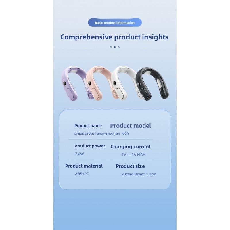 Portable hands-free neck fan with advanced semiconductor cooling technology. Features ice compress function and bladeless design for safe, comfortable cooling. USB rechargeable, lightweight and perfect for outdoor, travel, sports and daily use. Enjoy inst