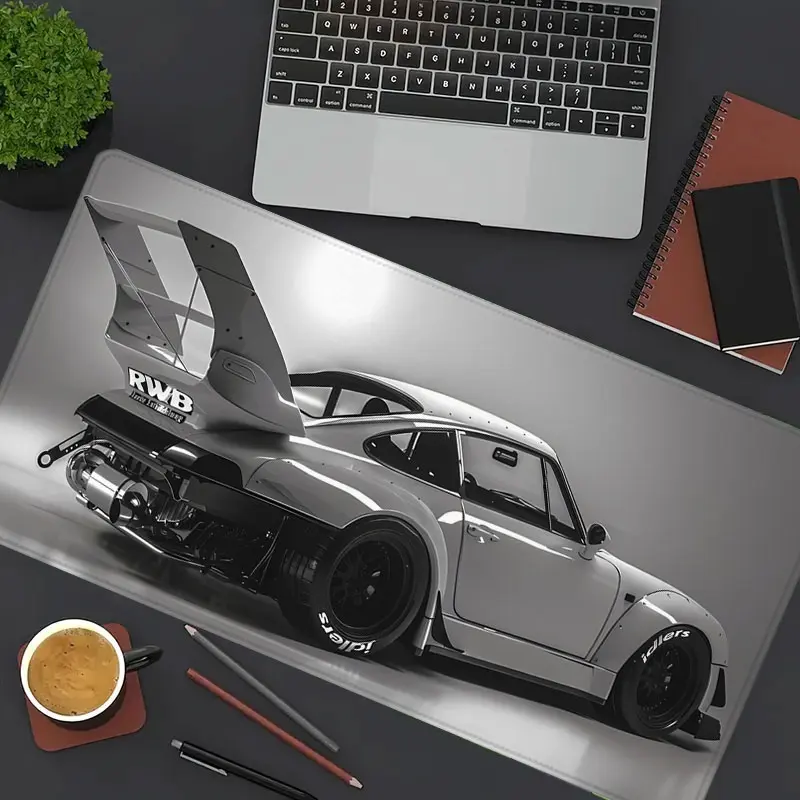 Cool Car Mouse Pad for Desk Gaming Mousepad Extended Large Desk Mat With Stitched Edge Non-Slip Polyester Rubber Base Desk Accessories for Home Office Decor Pads Desk Mats 35.4x15.7 Inch Perfect Gift for Men Women