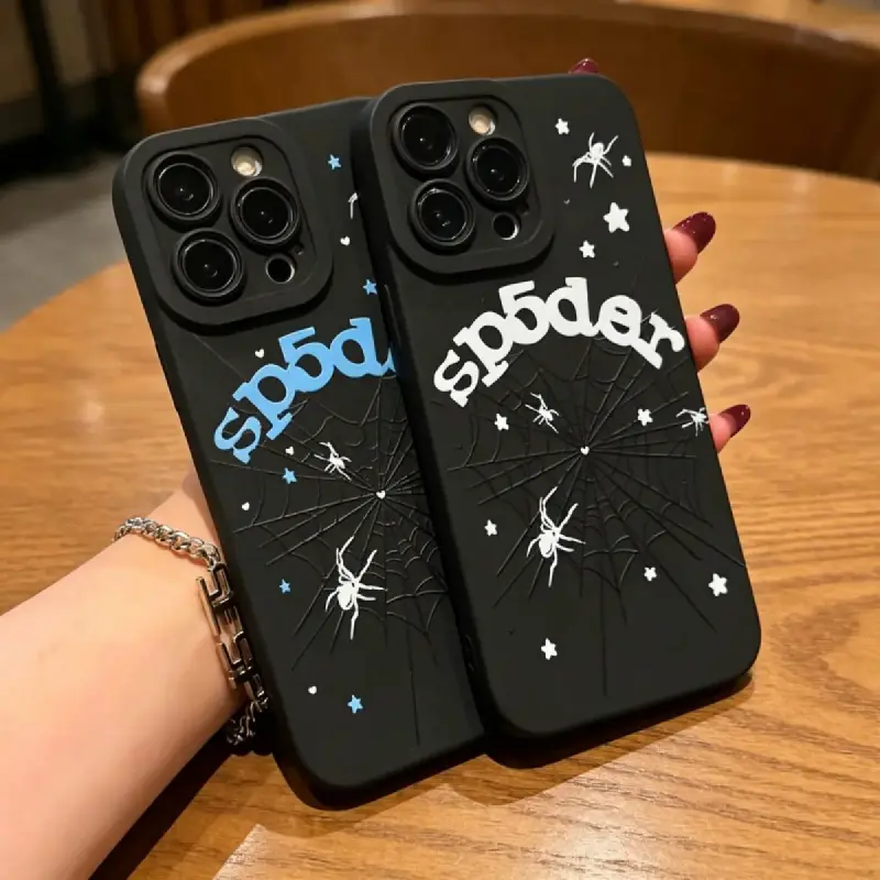 CaseMono Dark Spider Web Design TPU Protective Shockproof  pocket-friendly  Cellphone cover gift Casing Set, Soft Full Coverage Anti-Drop Mobile Phone Accessories for iPhone 17,16,15,14,13,12,11 Pro Max Plus,X,XS,XR,mini, Creative Gift for Couples