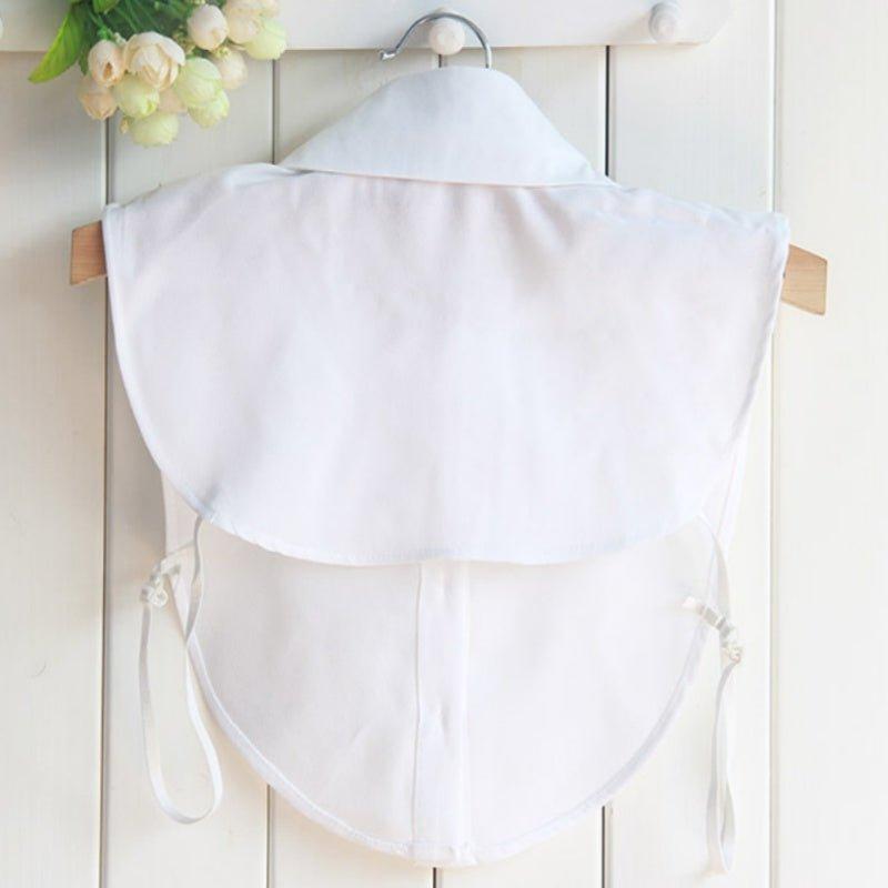 Elegant Faux Pearl & Rhinestone Fake Collar in White & Black Polyester Chiffon with Adjustable Elastic Straps for Versatile Styling