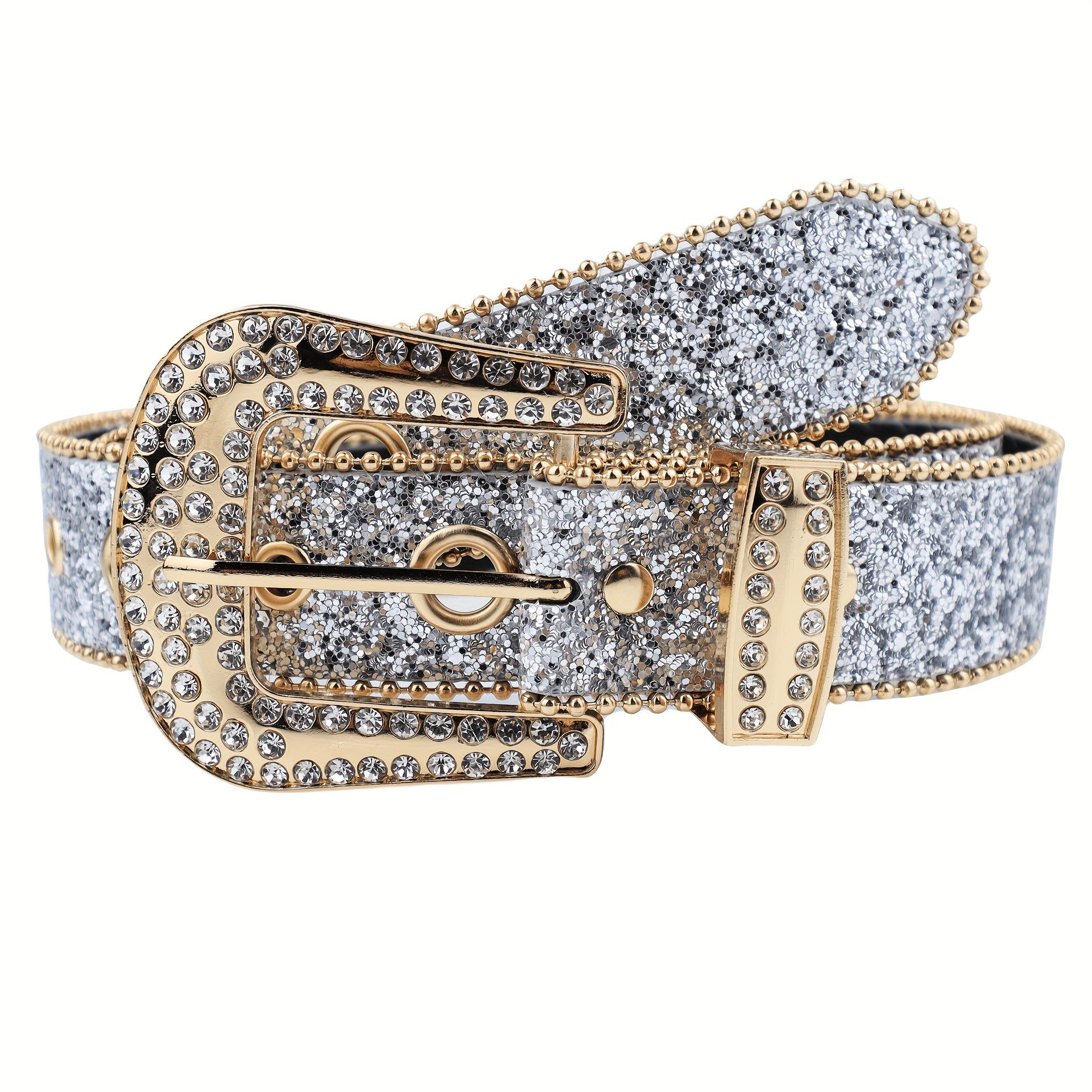 Cross-border rhinestone belt for women, ins-style wide waist belt, fashionable and unique sequin European and American decorative versatile jeans belt
