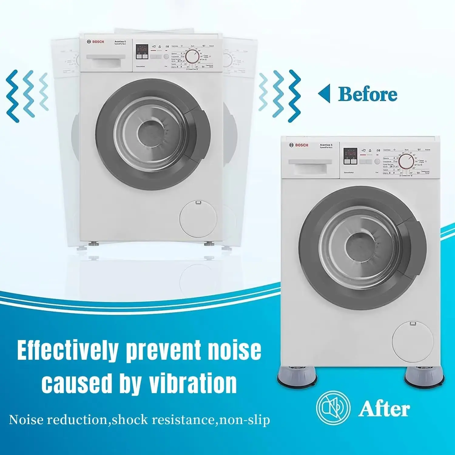 Washing Machine Anti-Slip Shockproof Moisture Barrier Foot Pad, Refrigerator Shock Absorber, 4-Piece Set, Noise Reduction Rubber Pads