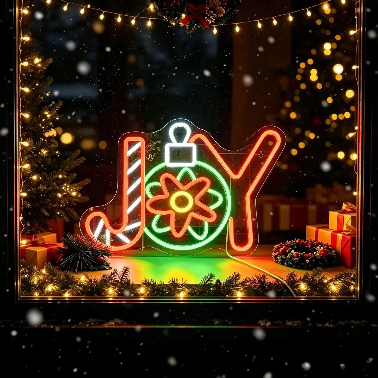 Christmas Style Cartoon Neon Sign, Acrylic Backboard Hanging, Holiday Atmosphere Decor, Living Room Store Window Festival Lights