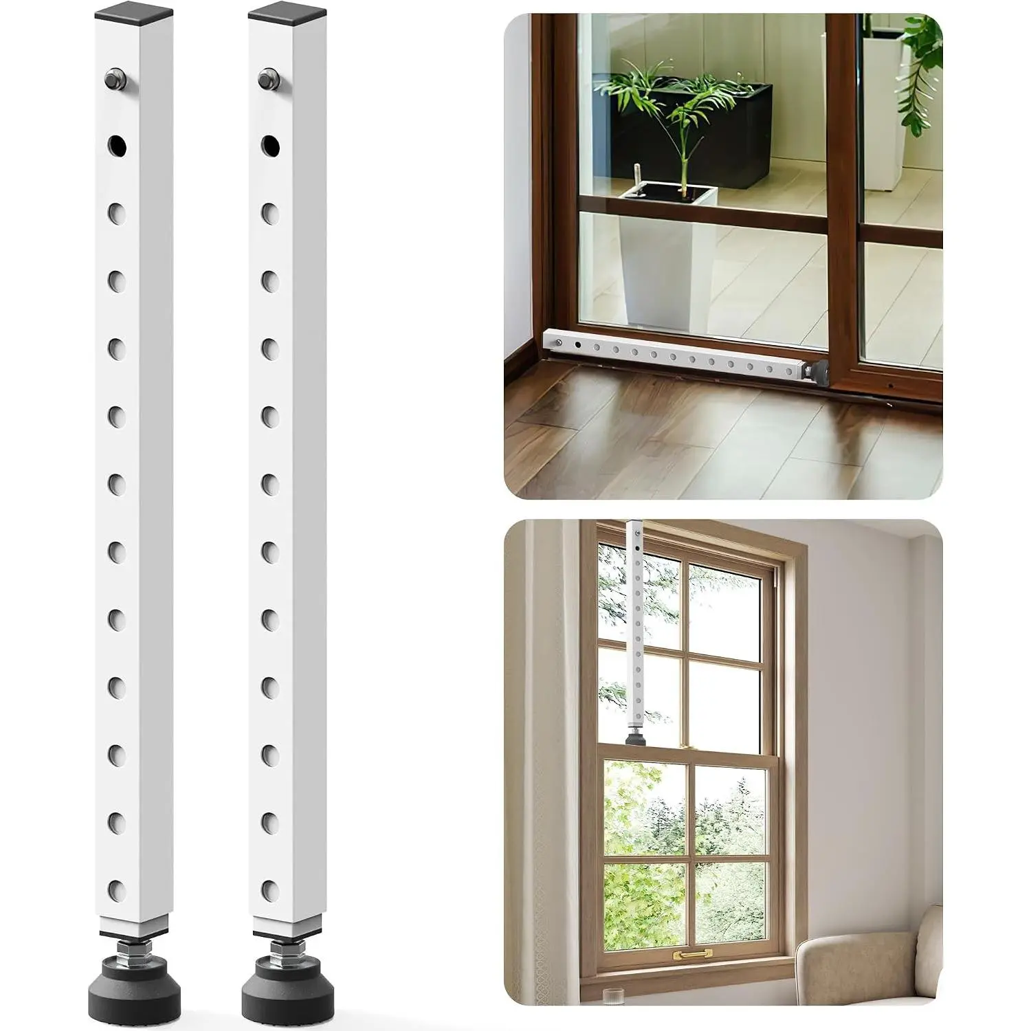 2 Pack Adjustable Window Security Bars for Inside, 17-33 Inch, 13 Locking Positions for Sliding & Vertical WindowsGift